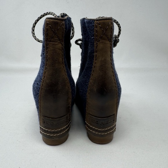 Sorel Joan Of Arctic Blue Denim Hidden Wedge Lexie Boots Lace Up Women's 6.5 - Picture 5 of 8